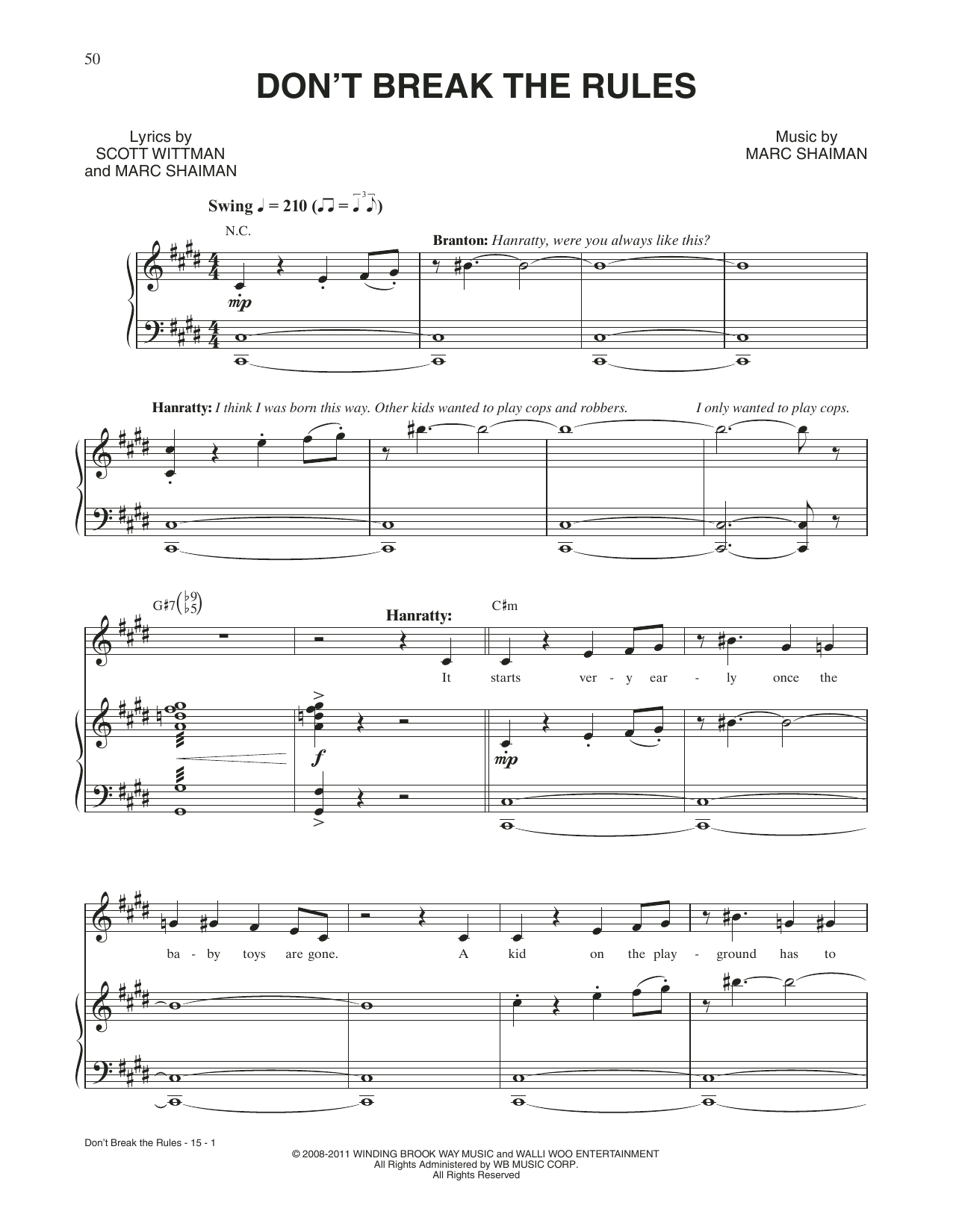 Scott Wittman Don't Break The Rules (from Catch Me If You Can) sheet music notes and chords arranged for Piano & Vocal