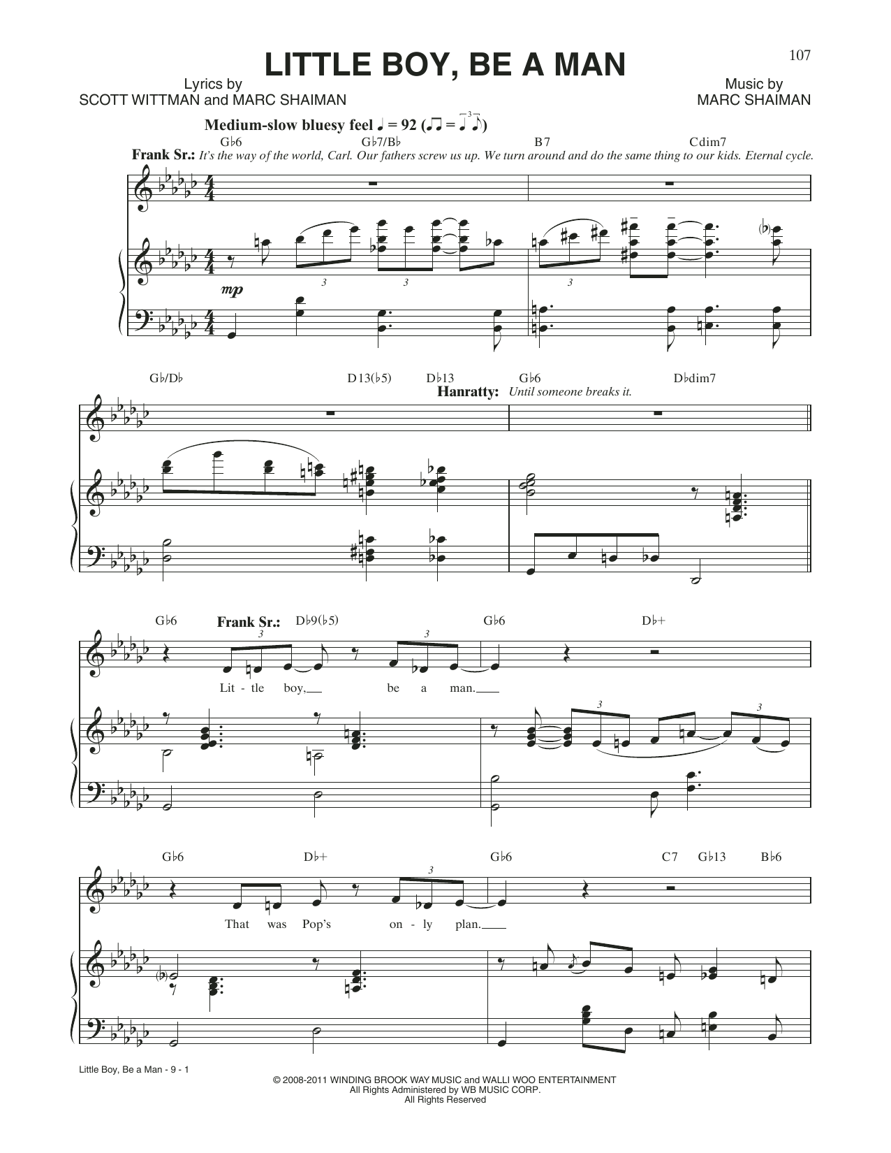 Scott Wittman Little Boy, Be A Man (from Catch Me If You Can) sheet music notes and chords arranged for Piano & Vocal