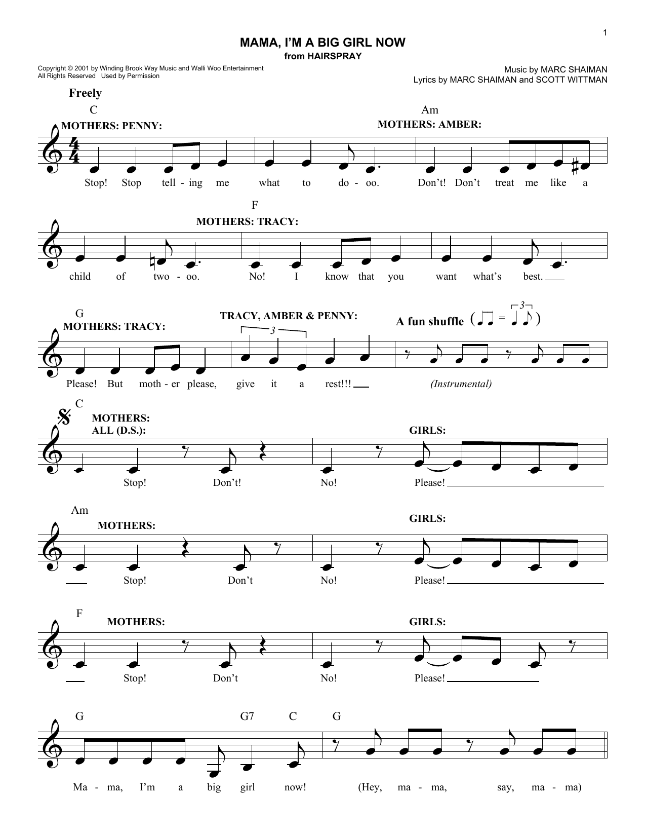 Scott Wittman Mama, I'm A Big Girl Now sheet music notes and chords arranged for Pro Vocal