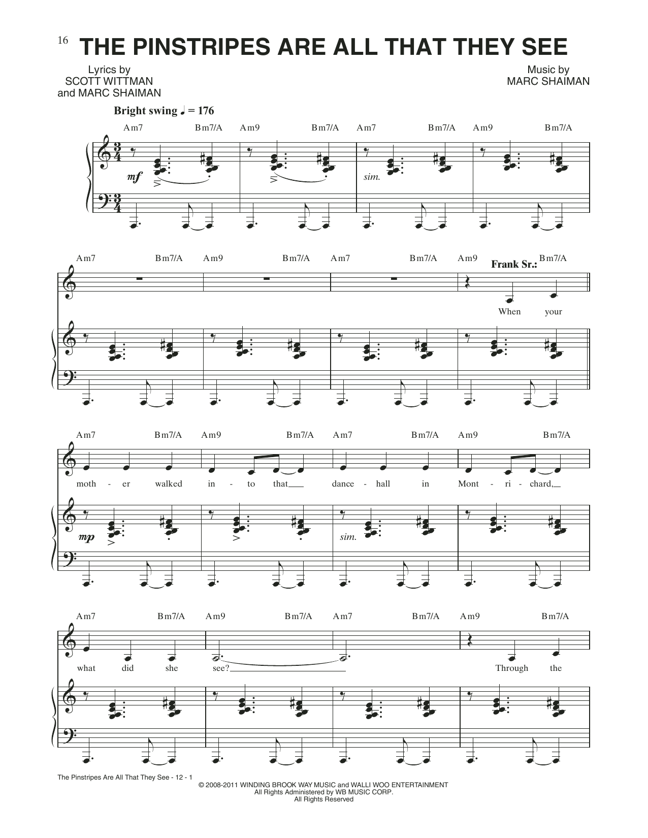 Scott Wittman The Pinstripes Are All That They See (from Catch Me If You Can) sheet music notes and chords arranged for Piano & Vocal