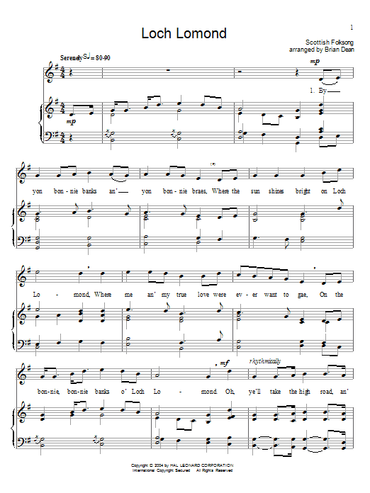 Scottish Folksong Loch Lomond sheet music notes and chords arranged for Piano, Vocal & Guitar Chords (Right-Hand Melody)