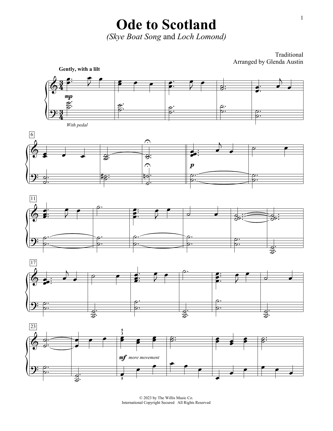 Scottish Folksong Ode To Scotland (arr. Glenda Austin) sheet music notes and chords arranged for Educational Piano