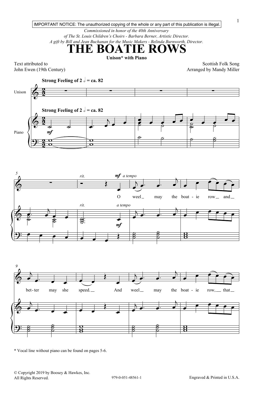 Scottish Folksong The Boatie Rows (arr. Mandy Miller) sheet music notes and chords arranged for Unison Choir