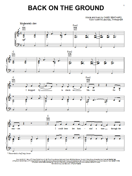 Scotty McCreery Back On The Ground sheet music notes and chords arranged for Piano, Vocal & Guitar Chords (Right-Hand Melody)