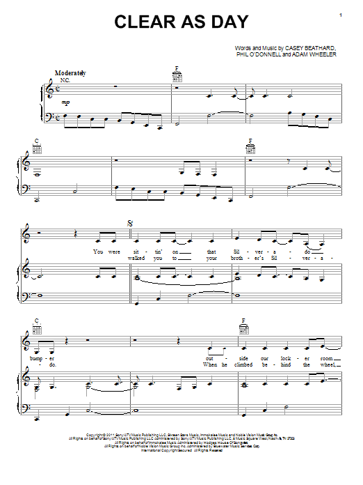 Scotty McCreery Clear As Day sheet music notes and chords arranged for Piano, Vocal & Guitar Chords (Right-Hand Melody)