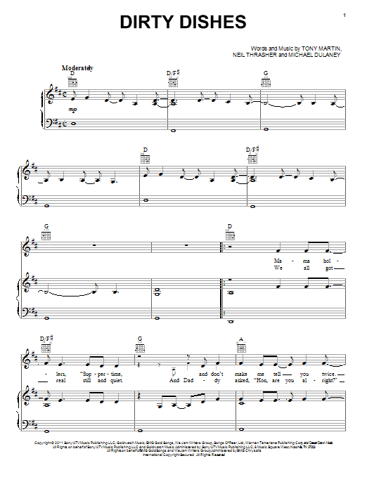 Scotty McCreery Dirty Dishes sheet music notes and chords arranged for Piano, Vocal & Guitar Chords (Right-Hand Melody)