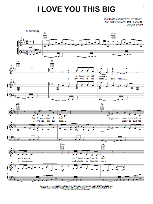Scotty McCreery I Love You This Big sheet music notes and chords arranged for Piano, Vocal & Guitar Chords (Right-Hand Melody)
