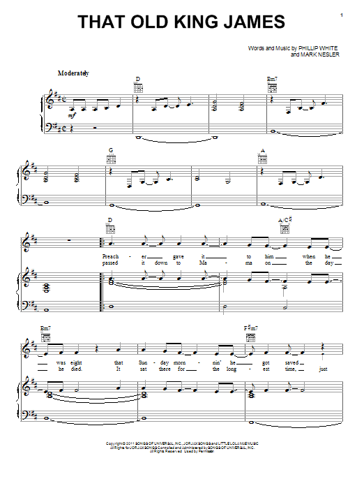 Scotty McCreery That Old King James sheet music notes and chords arranged for Piano, Vocal & Guitar Chords (Right-Hand Melody)