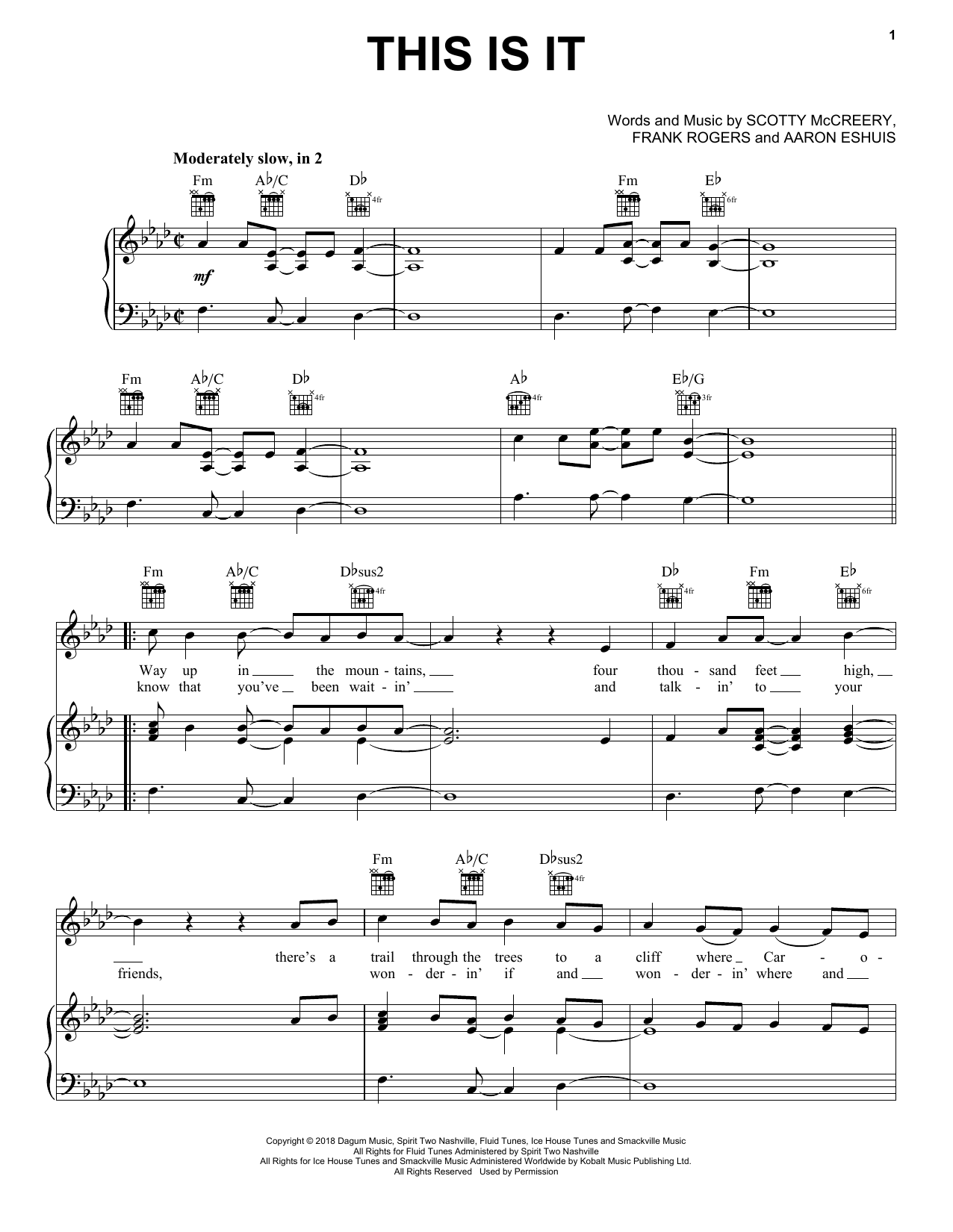 Scotty McCreery This Is It sheet music notes and chords arranged for Piano, Vocal & Guitar Chords (Right-Hand Melody)