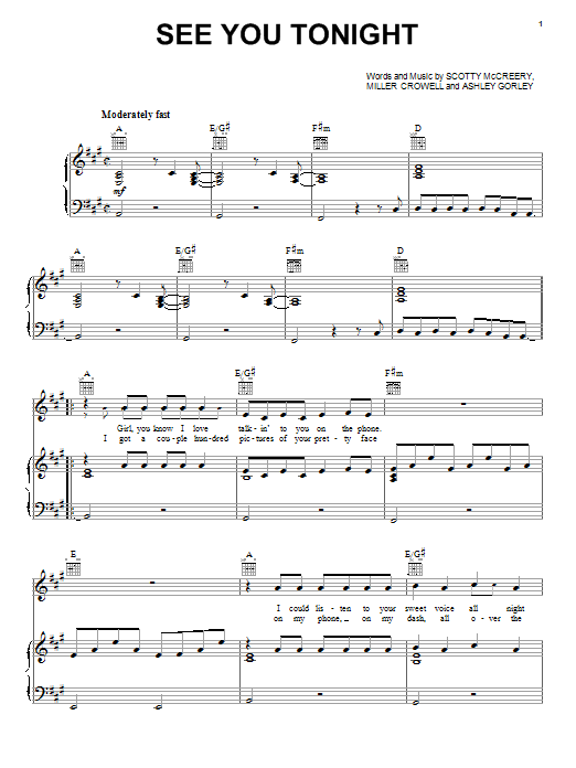 Scotty McCreery See You Tonight sheet music notes and chords arranged for Piano, Vocal & Guitar Chords (Right-Hand Melody)