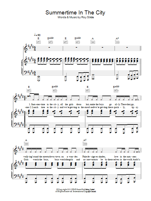 Scouting For Girls Summertime In The City sheet music notes and chords arranged for Easy Piano