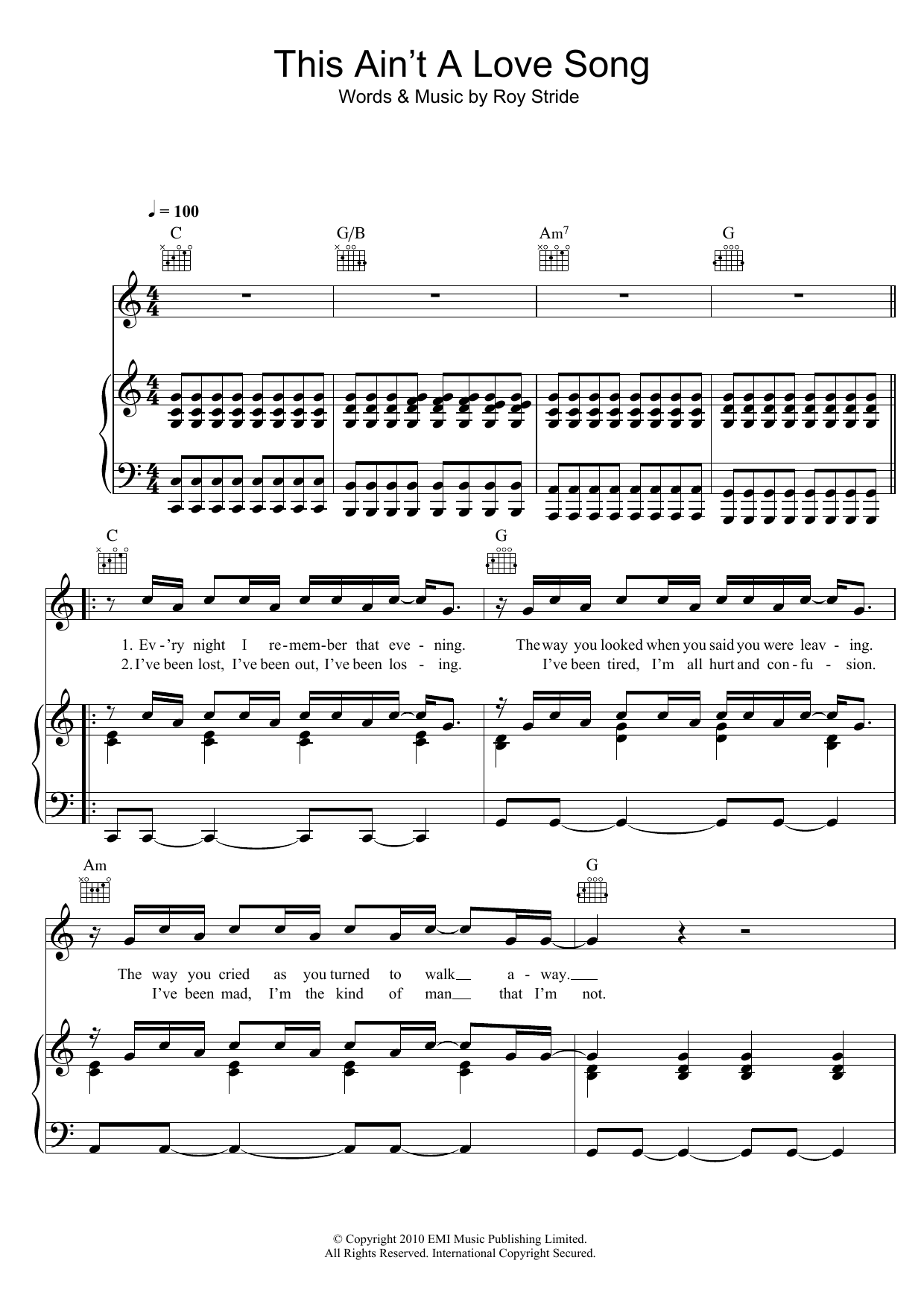 Scouting For Girls This Ain't A Love Song sheet music notes and chords arranged for Guitar Chords/Lyrics