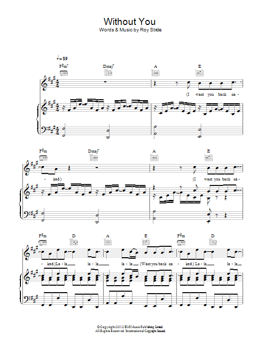 Scouting For Girls Without You sheet music notes and chords arranged for Piano, Vocal & Guitar Chords