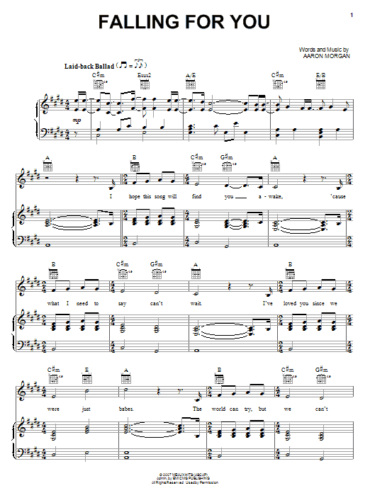 Seabird Falling For You sheet music notes and chords arranged for Piano, Vocal & Guitar Chords (Right-Hand Melody)