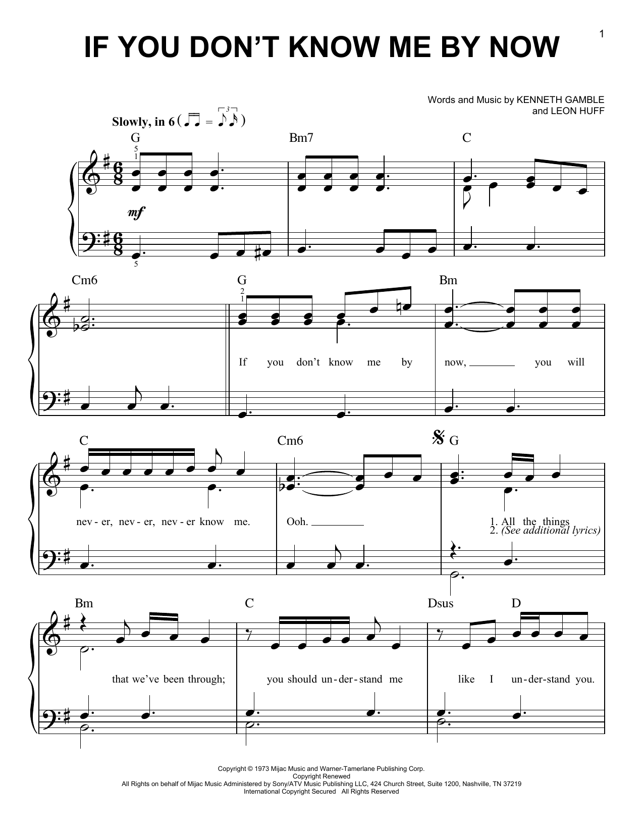 Seal If You Don't Know Me By Now sheet music notes and chords arranged for Very Easy Piano