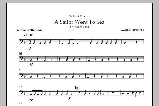 Sean O'Boyle A Sailor Went To Sea - Trombone/Baritone B.C. sheet music notes and chords arranged for Concert Band