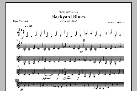 Sean O'Boyle Backyard Blues - Bass Clarinet sheet music notes and chords arranged for Concert Band
