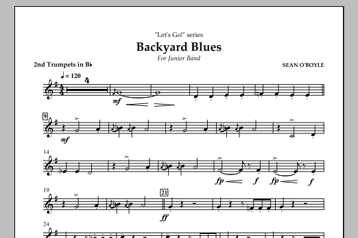 Sean O'Boyle Backyard Blues - Bb Trumpet 2 sheet music notes and chords arranged for Concert Band
