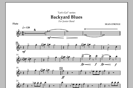 Sean O'Boyle Backyard Blues - Flute sheet music notes and chords arranged for Concert Band