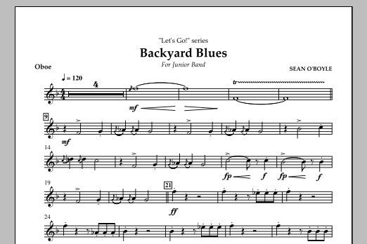Sean O'Boyle Backyard Blues - Oboe sheet music notes and chords arranged for Concert Band