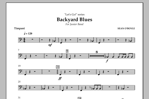 Sean O'Boyle Backyard Blues - Timpani sheet music notes and chords arranged for Concert Band