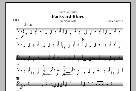 Sean O'Boyle Backyard Blues - Tuba sheet music notes and chords arranged for Concert Band