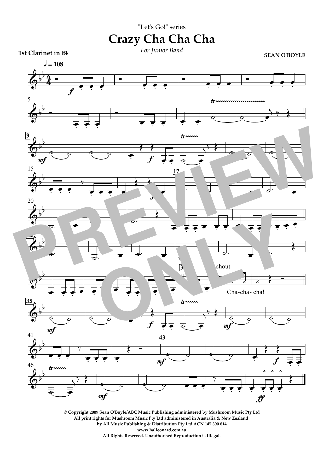 Sean O'Boyle Crazy Cha Cha Cha - Bb Clarinet 1 sheet music notes and chords arranged for Concert Band