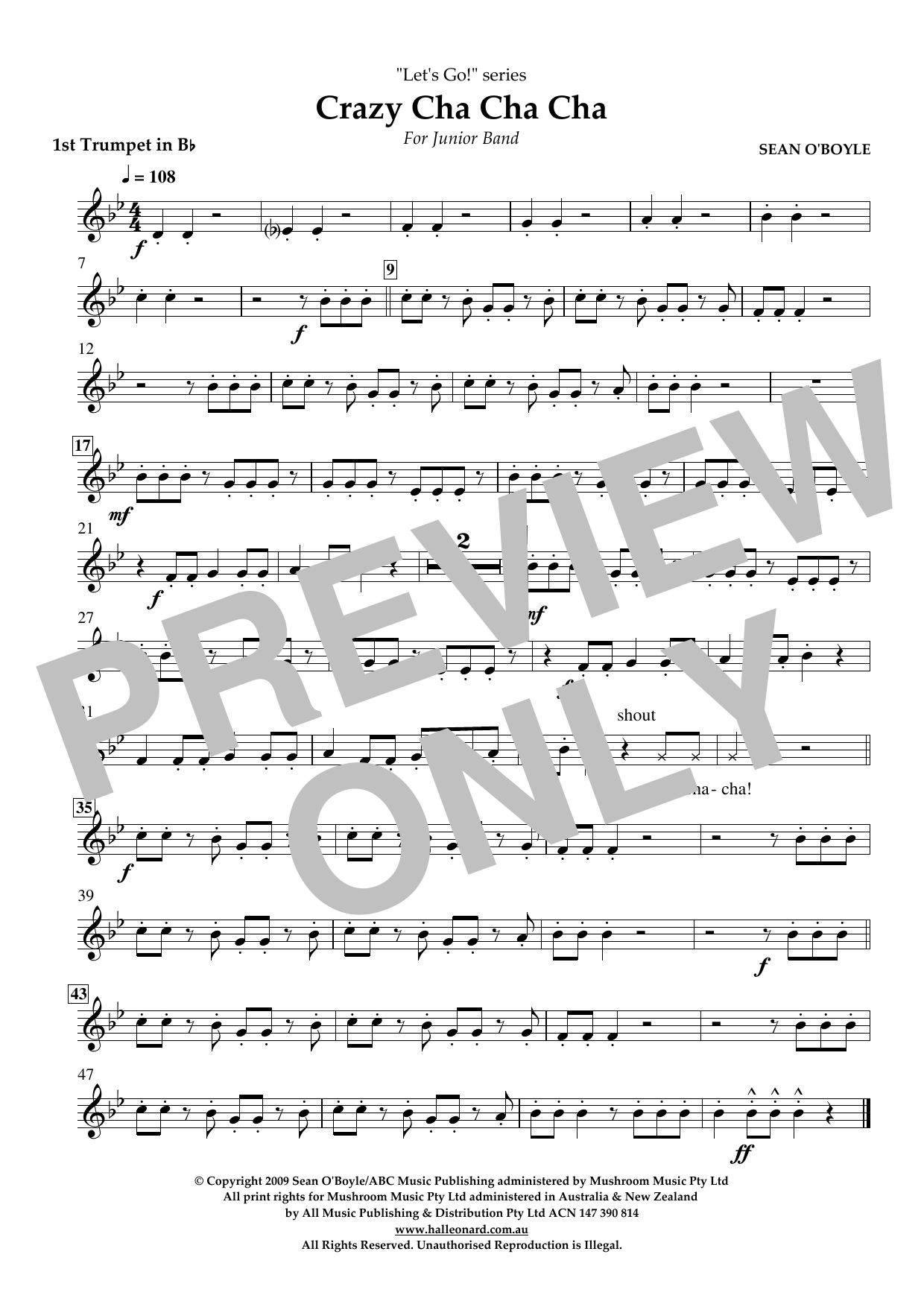 Sean O'Boyle Crazy Cha Cha Cha - Bb Trumpet 1 sheet music notes and chords arranged for Concert Band