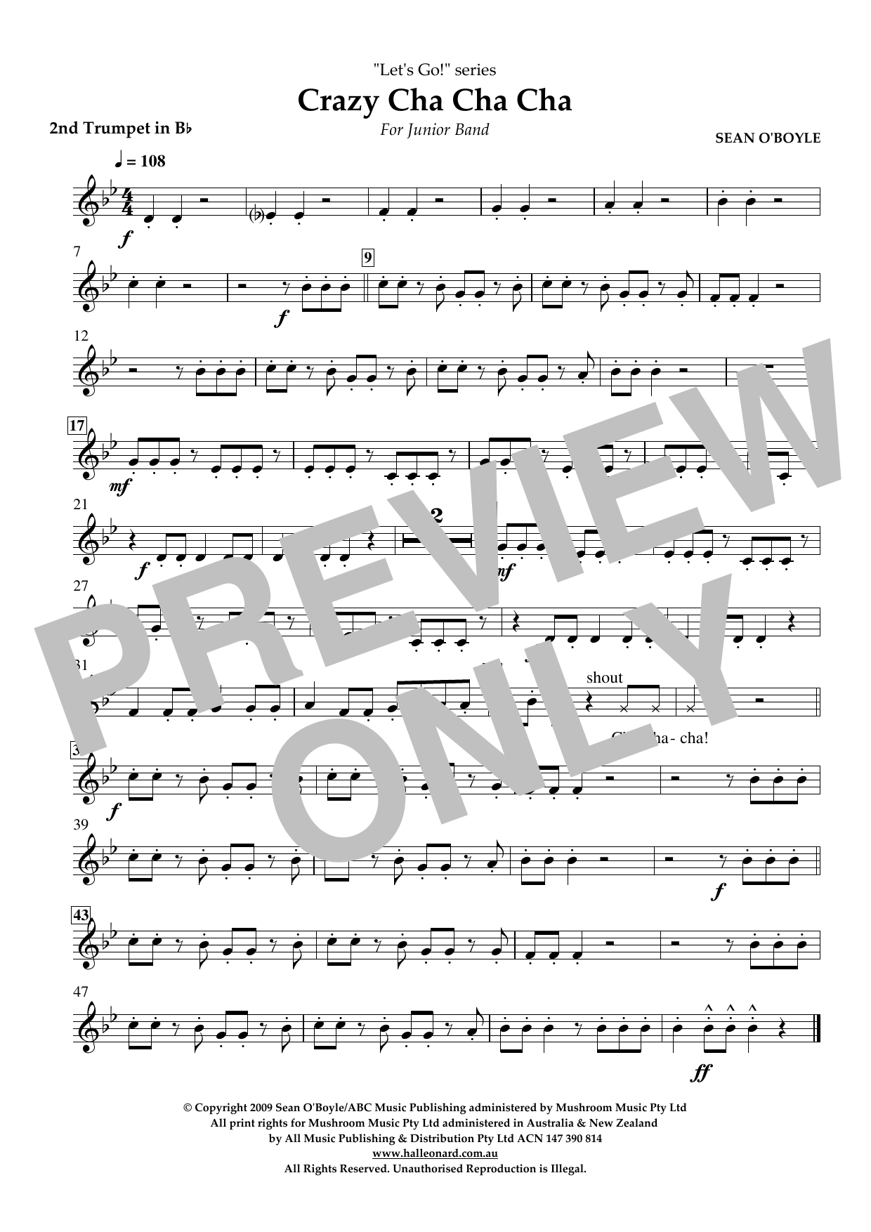 Sean O'Boyle Crazy Cha Cha Cha - Bb Trumpet 2 sheet music notes and chords arranged for Concert Band