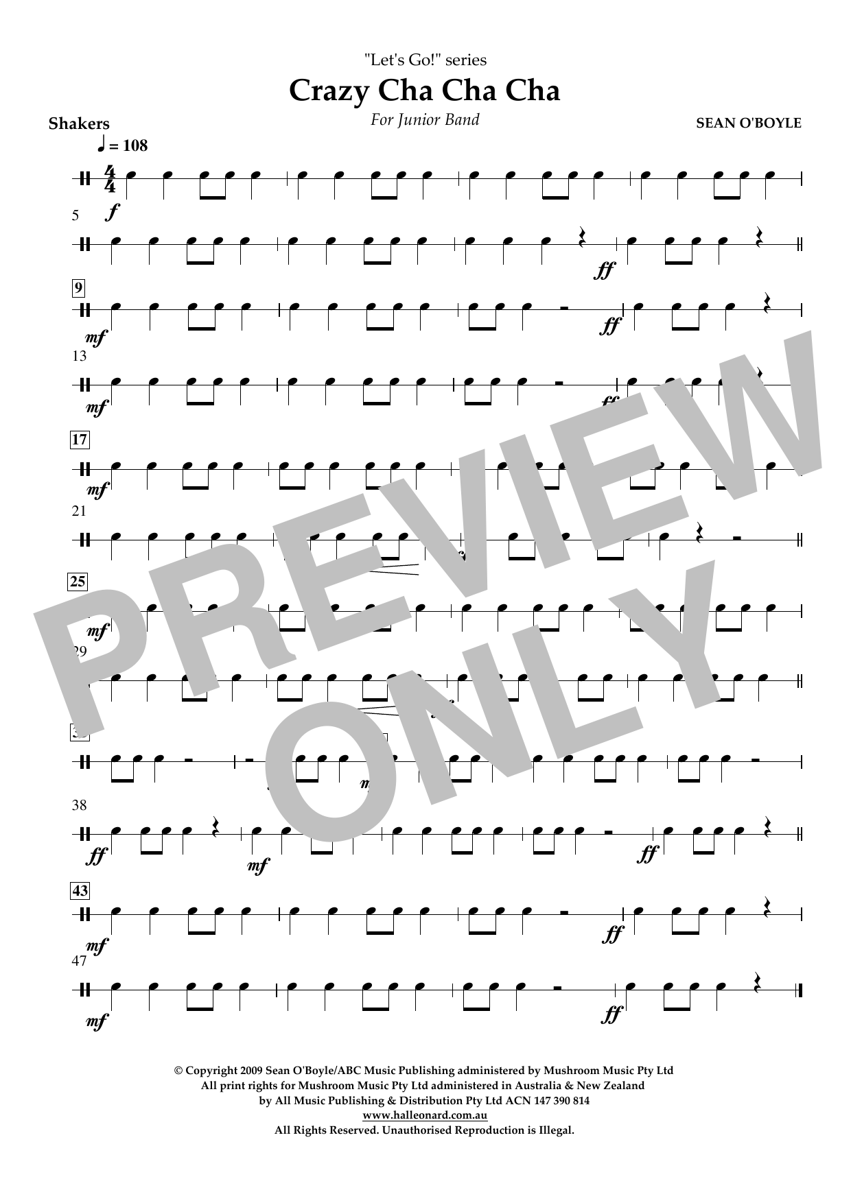 Sean O'Boyle Crazy Cha Cha Cha - Shaker sheet music notes and chords arranged for Concert Band