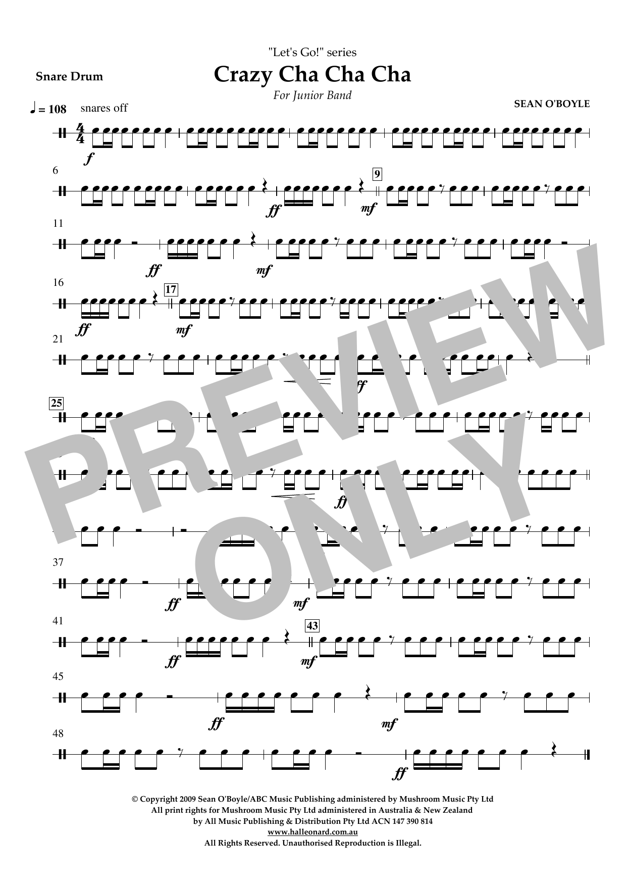 Sean O'Boyle Crazy Cha Cha Cha - Snare Drum sheet music notes and chords arranged for Concert Band