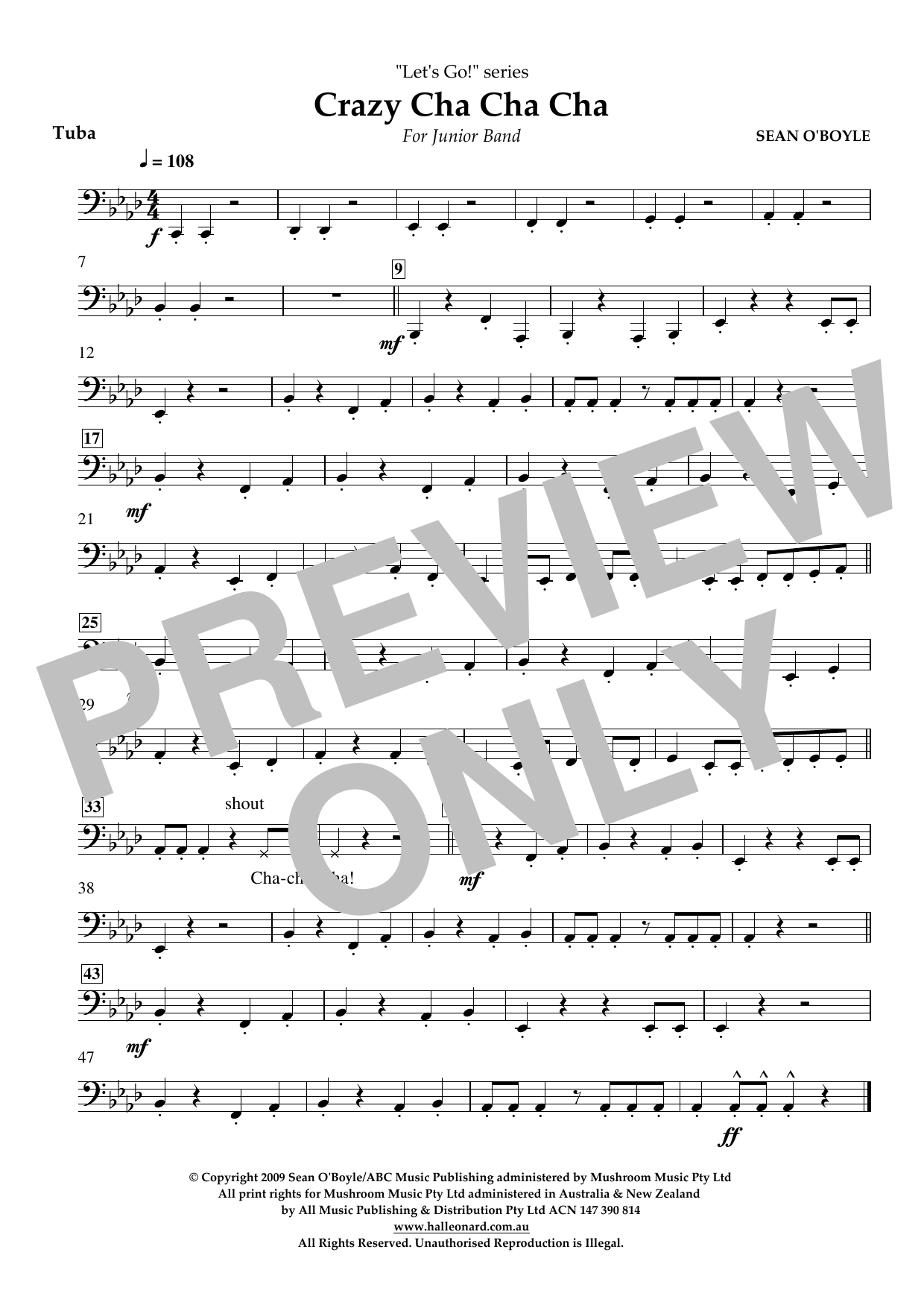 Sean O'Boyle Crazy Cha Cha Cha - Tuba sheet music notes and chords arranged for Concert Band