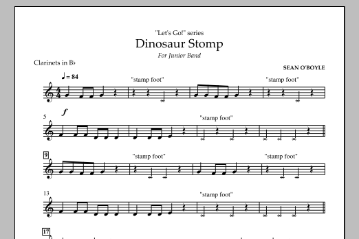 Sean O'Boyle Dinosaur Stomp - Bb Clarinet sheet music notes and chords arranged for Concert Band