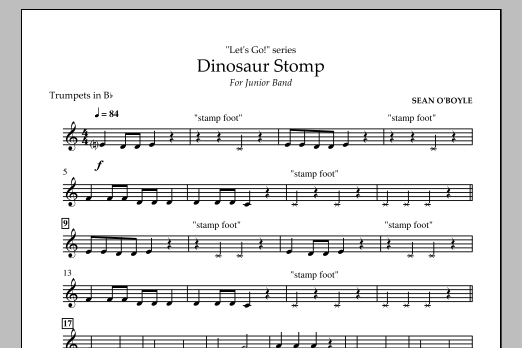 Sean O'Boyle Dinosaur Stomp - Bb Trumpet sheet music notes and chords arranged for Concert Band