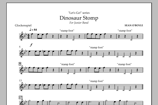 Sean O'Boyle Dinosaur Stomp - Glockenspiel sheet music notes and chords arranged for Concert Band