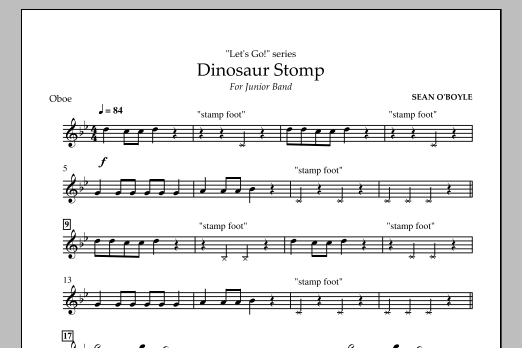 Sean O'Boyle Dinosaur Stomp - Oboe sheet music notes and chords arranged for Concert Band