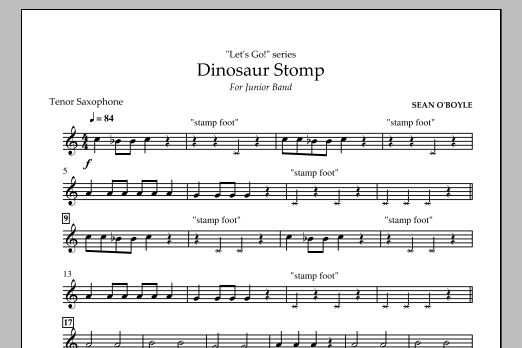 Sean O'Boyle Dinosaur Stomp - Tenor Saxophone sheet music notes and chords arranged for Concert Band