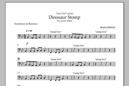 Sean O'Boyle Dinosaur Stomp - Trombone/Baritone B.C. sheet music notes and chords arranged for Concert Band