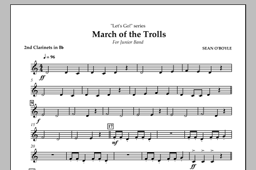 Sean O'Boyle March of the Trolls - Bb Clarinet 2 sheet music notes and chords arranged for Concert Band
