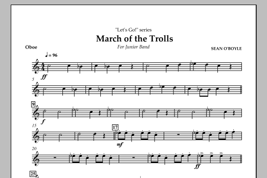 Sean O'Boyle March of the Trolls - Oboe sheet music notes and chords arranged for Concert Band