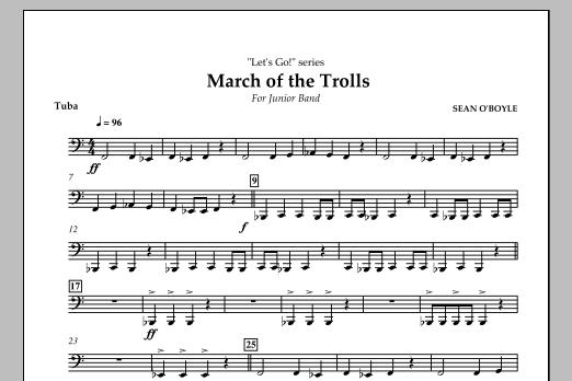 Sean O'Boyle March of the Trolls - Tuba sheet music notes and chords arranged for Concert Band