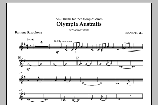 Sean O'Boyle Olympia Australis (Concert Band) - Baritone Saxophone sheet music notes and chords arranged for Concert Band