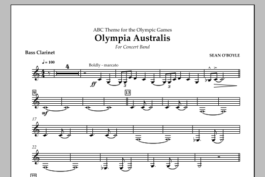 Sean O'Boyle Olympia Australis (Concert Band) - Bass Clarinet sheet music notes and chords arranged for Concert Band