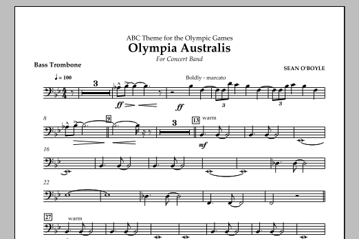 Sean O'Boyle Olympia Australis (Concert Band) - Bass Trombone sheet music notes and chords arranged for Concert Band
