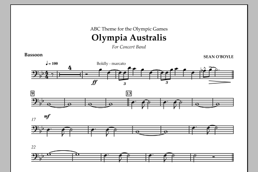 Sean O'Boyle Olympia Australis (Concert Band) - Bassoon sheet music notes and chords arranged for Concert Band