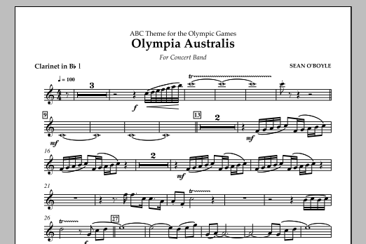 Sean O'Boyle Olympia Australis (Concert Band) - Bb Clarinet 1 sheet music notes and chords arranged for Concert Band