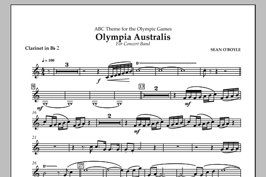 Sean O'Boyle Olympia Australis (Concert Band) - Bb Clarinet 2 sheet music notes and chords arranged for Concert Band