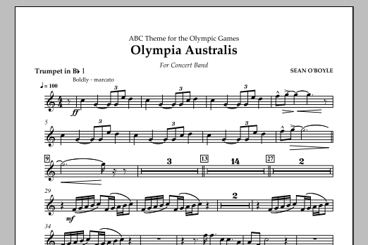 Sean O'Boyle Olympia Australis (Concert Band) - Bb Trumpet 1 sheet music notes and chords arranged for Concert Band