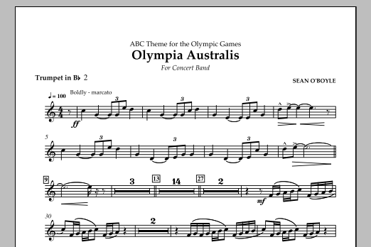 Sean O'Boyle Olympia Australis (Concert Band) - Bb Trumpet 2 sheet music notes and chords arranged for Concert Band