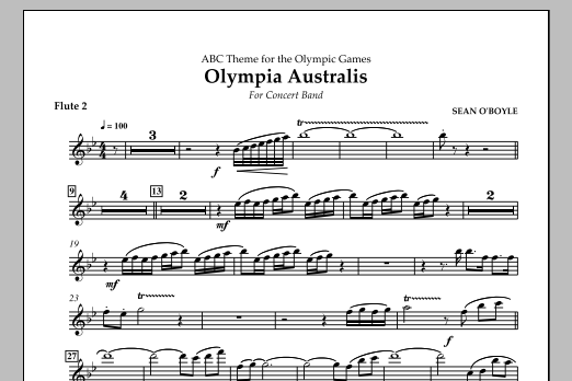 Sean O'Boyle Olympia Australis (Concert Band) - Flute 2 sheet music notes and chords arranged for Concert Band